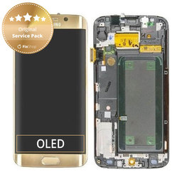 Samsung Galaxy S6 Edge G925F - LCD Displej + Dotykové Sklo + Rám (Gold Platinum) - GH97-17162C, GH97-17317C, GH97-17334C Genuine Service Pack