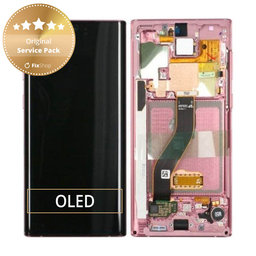 Samsung Galaxy Note 10 - LCD Displej + Dotykové Sklo + Rám (Aura Pink) - GH82-20818F, GH82-20817F Genuine Service Pack