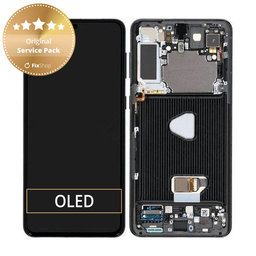 Samsung Galaxy S21 Plus G996B - LCD Displej + Dotykové Sklo + Rám (Phantom Black) - GH82-24554A, GH82-24553A, GH82-27267A Genuine Service Pack