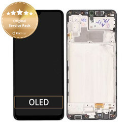 Samsung Galaxy M32 M325F - LCD Displej + Dotykové Sklo + Rám (Black) - GH82-25981A, GH82-26193A Genuine Service Pack