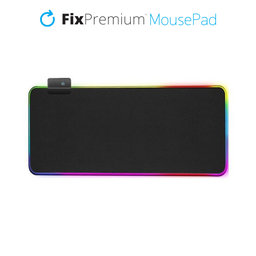 FixPremium - Podložka pod Myš a Klávesnici s RGB Podsvícením, 90x40cm, černá