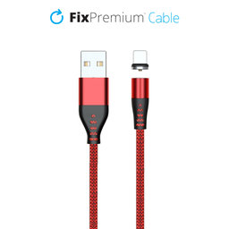 FixPremium - Lightning / USB Magnetický Kabel (1m), červená