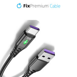 FixPremium - USB-C / USB Kabel s LED Indikátorom (1m), černá