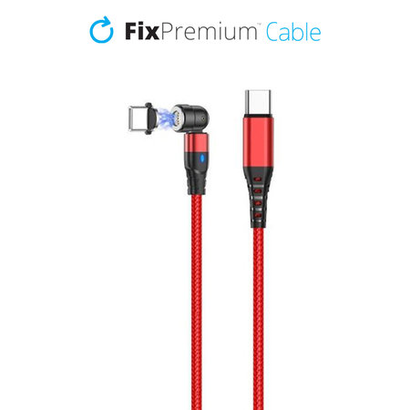 FixPremium - USB-C / USB-C Magnetický Kabel (1m), červená