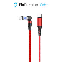 FixPremium - Lightning / USB-C Magnetický Kabel (1m), červená