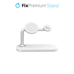 FixPremium - MagSafe Stojan 3v1 pro iPhone, Apple Watch a AirPods, bílá