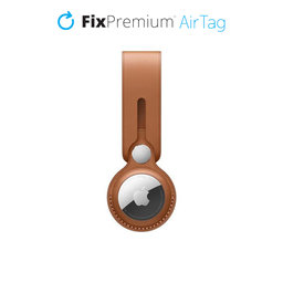 FixPremium - Kožená Klíčenka pro AirTag, hnědá