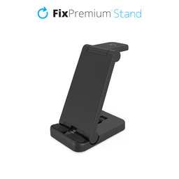 FixPremium - Skladací 3v1 Stojan pro iPhone, Apple Watch a AirPods, černá