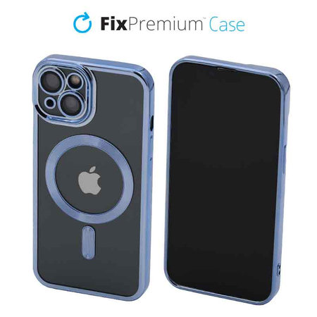 FixPremium - Pouzdro Crystal s MagSafe pro iPhone 13 a 14, modrá
