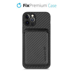 FixPremium - Pouzdro Carbon s MagSafe Wallet pro iPhone 12 Pro Max, černá