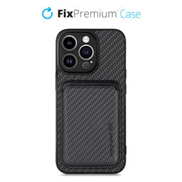 FixPremium - Pouzdro Carbon s MagSafe Wallet pro iPhone 13 Pro, černá