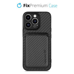 FixPremium - Pouzdro Carbon s MagSafe Wallet pro iPhone 13 Pro Max, černá