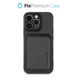 FixPremium - Pouzdro Carbon s MagSafe Wallet pro iPhone 14 Pro Max, černá