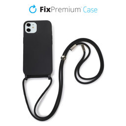 FixPremium - Silikonové Pouzdro so Šňúrkou pro iPhone 11, černá