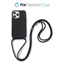 FixPremium - Silikonové Pouzdro so Šňúrkou pro iPhone 11 Pro Max, černá