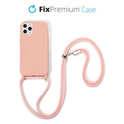 FixPremium - Silikonové Pouzdro so Šňúrkou pro iPhone 11 Pro, růžová
