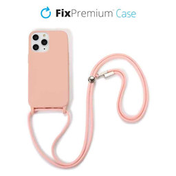 FixPremium - Silikonové Pouzdro so Šňúrkou pro iPhone 11 Pro Max, růžová