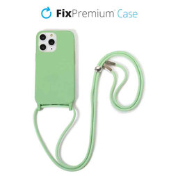 FixPremium - Silikonové Pouzdro so Šňúrkou pro iPhone 11 Pro Max, zelená