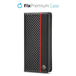 FixPremium - Puzdro Carbon Wallet pro iPhone 11 Pro, černá