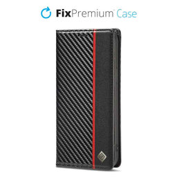 FixPremium - Puzdro Carbon Wallet pro Samsung Galaxy S22, černá