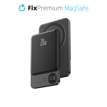 FixPremium - MagSafe PowerBank s LCD 5000mAh, černá