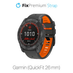 FixPremium - Dvoubarevný silikonový řemínek pro Garmin (QuickFit 26 mm), šedý