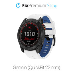 FixPremium - Dvoubarevný silikonový řemínek pro Garmin (QuickFit 22 mm), bílý