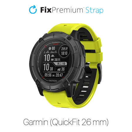 FixPremium - Dvoubarevný silikonový řemínek pro Garmin (QuickFit 26 mm), zelený