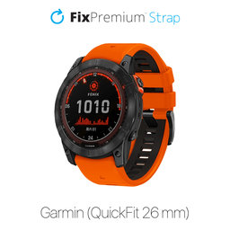 FixPremium - Dvoubarevný silikonový řemínek pro Garmin (QuickFit 26 mm), oranžový