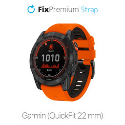 FixPremium - Dvoubarevný silikonový řemínek pro Garmin (QuickFit 22 mm), oranžový