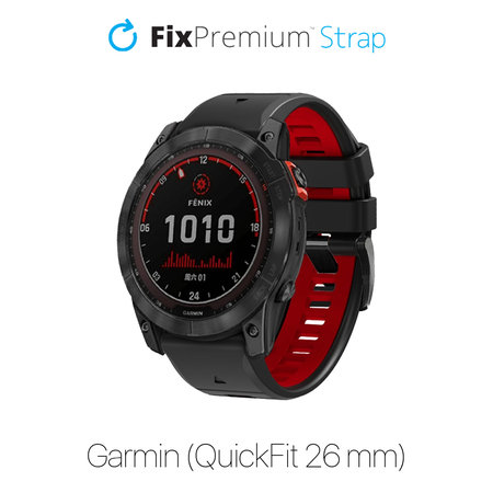 FixPremium - Dvoubarevný silikonový řemínek pro Garmin (QuickFit 26 mm), černý