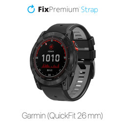 FixPremium - Dvoubarevný silikonový řemínek pro Garmin (QuickFit 26 mm), černý