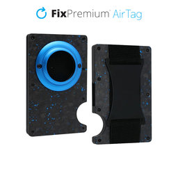 FixPremium - Peněženka AirTag Carbon s páskem, modrá