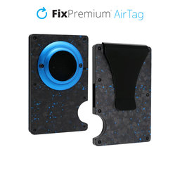 FixPremium - Peněženka AirTag Carbon s klipem, modrá