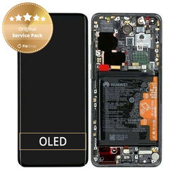 Huawei P40 Pro - LCD Displej + Dotykové Sklo + Rám + Baterie + Senzor Otisku Prstu (Black) - 02353PJG Genuine Service Pack