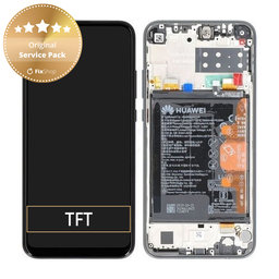 Huawei P40 Lite E - LCD Displej + Dotykové Sklo + Rám + Baterie (Midnight Black) - 02353FMW Genuine Service Pack