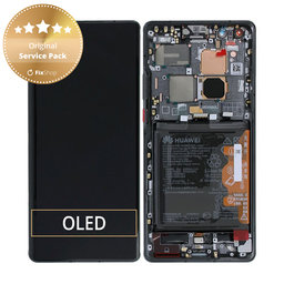 Huawei Mate 40 Pro NOH-NX9 - LCD Displej + Dotykové Sklo + Rám + Baterie (Black) - 02353YMT Genuine Service Pack