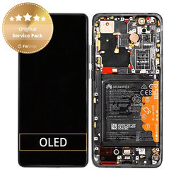 Huawei P40 Pro Plus - LCD Displej + Dotykové Sklo + Rám + Baterie + Senzor Otisku Prsta (Ceramic Black) - 02353RVJ Genuine Service Pack