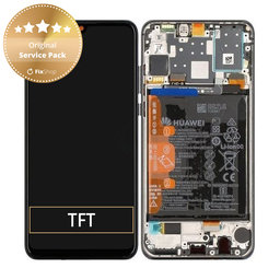 Huawei P30 Lite 2020 - LCD Displej + Dotykové Sklo + Rám + Baterie (Midnight Black) - 02353FPX, 02353DQU Genuine Service Pack