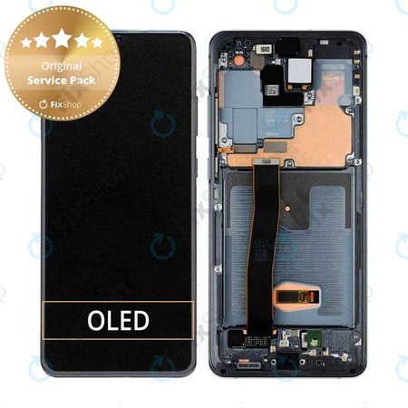 Samsung Galaxy S20 Ultra G988F - LCD Displej + Dotykové Sklo + Rám + Předné Kamera (Cosmic Black) - GH82-22271A, GH82-22327A Genuine Service Pack