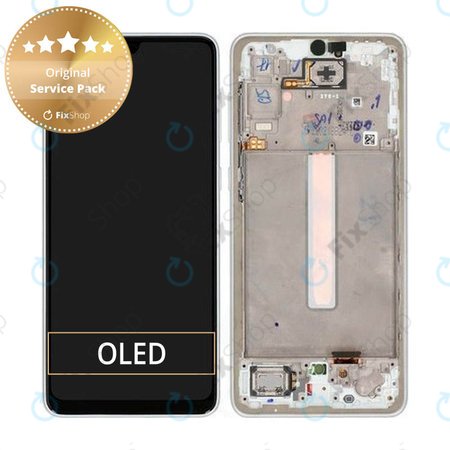 Samsung Galaxy A33 5G A336B - LCD Displej + Dotykové Sklo + Rám (Awesome White) - GH82-28143B, GH82-28144B Genuine Service Pack