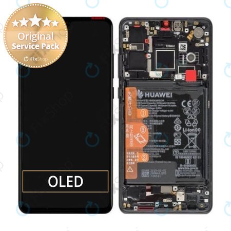 Huawei P30 - LCD Displej + Dotykové Sklo + Rám + Baterie (Black) - 02352NLL, 02354HLT, 0254HMG Genuine Service Pack