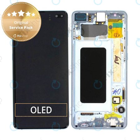 Samsung Galaxy S10 Plus G975F - LCD Displej + Dotykové Sklo + Rám (Prism Blue) - GH82-18849C, GH82-18834C Genuine Service Pack