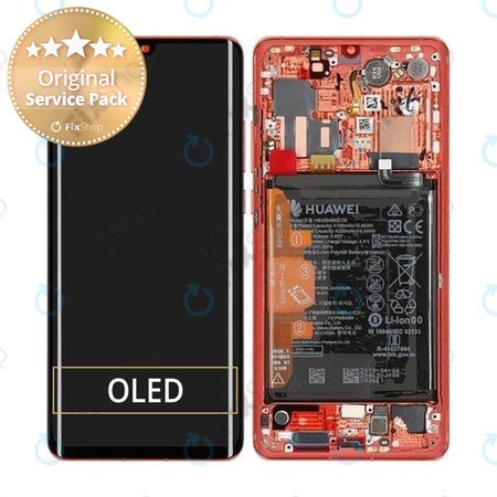 Huawei P30 Pro - LCD Displej + Dotykové Sklo + Rám + Baterie (Amber Sunrise) - 02352PGK Genuine Service Pack