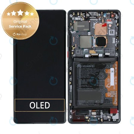 Huawei Mate 40 Pro NOH-NX9 - LCD Displej + Dotykové Sklo + Rám + Baterie (Black) - 02353YMT Genuine Service Pack