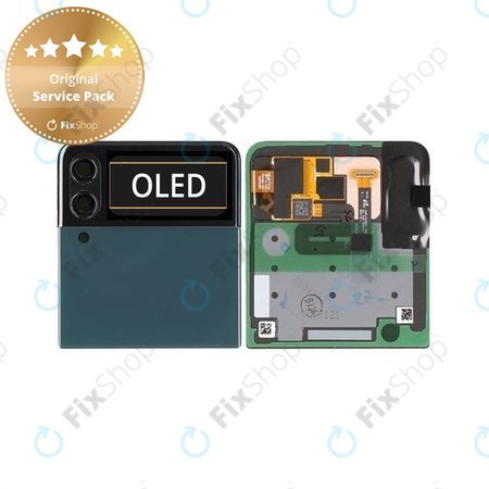 Samsung Galaxy Z Flip 3 F711B - LCD Displej + Dotykové Sklo + Rám (Vnější) (Green) - GH97-26773A Genuine Service Pack