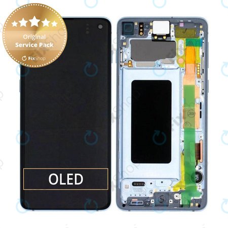 Samsung Galaxy S10 G973F - LCD Displej + Dotykové Sklo + Rám (Prism Blue) - GH82-18850C, GH82-18835C Genuine Service Pack