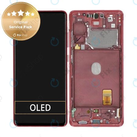 Samsung Galaxy S20 FE 5G G781B - LCD Displej + Dotykové Sklo + Rám (Cloud Red) - GH82-24214E, GH82-24215E, GH82-29056E Genuine Service Pack