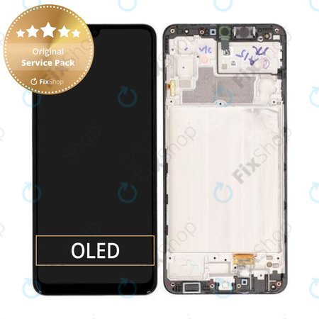 Samsung Galaxy M32 M325F - LCD Displej + Dotykové Sklo + Rám (Black) - GH82-25981A, GH82-26193A Genuine Service Pack