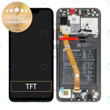 Huawei P Smart Plus (Nova 3i) - LCD Displej + Dotykové Sklo + Rám + Baterie (Black) - 02352BUE Genuine Service Pack